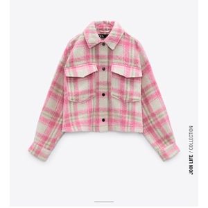 Zara Plaid Cropped Light Jacket